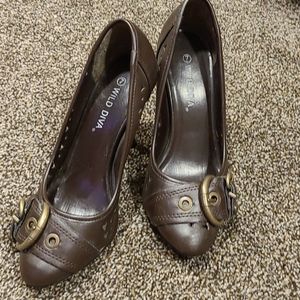 Brown high heels